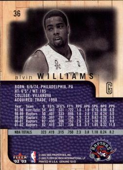 2002-03 Fleer Genuine #36 Alvin Williams Back
