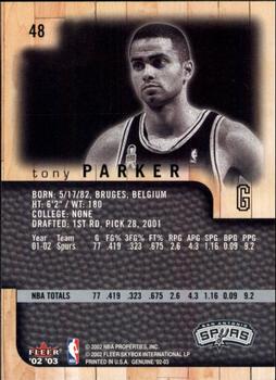 2002-03 Fleer Genuine #48 Tony Parker Back