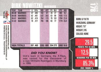 2002-03 Fleer Tradition #178 Dirk Nowitzki Back