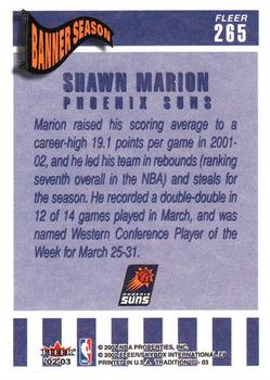 2002-03 Fleer Tradition #265 Shawn Marion Back