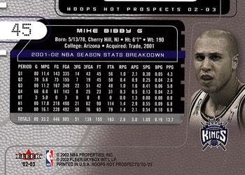 2002-03 Hoops Hot Prospects #45 Mike Bibby Back