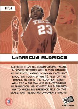 2006 Press Pass - Reflectors Proof #RP34 LaMarcus Aldridge Back