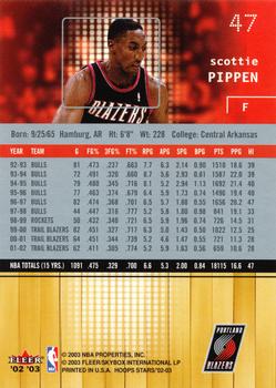 2002-03 Hoops Stars #47 Scottie Pippen Back
