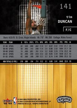 2002-03 Hoops Stars #141 Tim Duncan Back