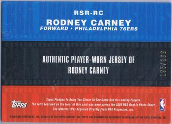 2006-07 Bowman - Rookie Snapshots Relics #RSR-RC Rodney Carney Back