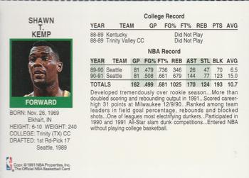 1991-92 Hoops Seattle SuperSonics Team Night Sheet SGA #NNO Shawn Kemp Back