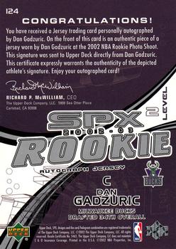 2002-03 SPx #124 Dan Gadzuric Back