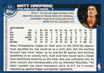 2002-03 Topps #11 Matt Harpring Back