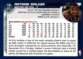 2002-03 Topps Chrome #13 Antoine Walker Back