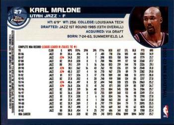 2002-03 Topps Chrome #27 Karl Malone Back