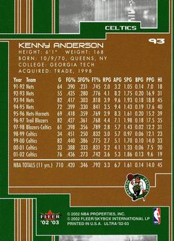 2002-03 Ultra #93 Kenny Anderson Back