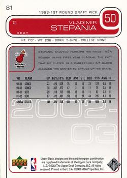 2002-03 Upper Deck #81 Vladimir Stepania Back