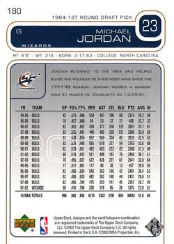 2002-03 Upper Deck #180 Michael Jordan Back