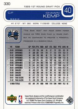 2002-03 Upper Deck #330 Shawn Kemp Back