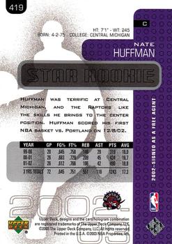 2002-03 Upper Deck #419 Nate Huffman Back