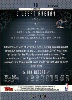 2006-07 Finest - Refractors Green #10 Gilbert Arenas Back