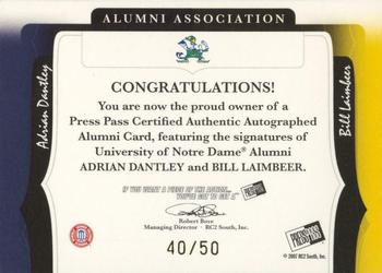 2006-07 Press Pass Legends - Alumni Association Autographs #NNO Adrian Dantley / Bill Laimbeer Back