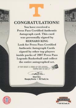 2006-07 Press Pass Legends - Signatures #NNO Bernard King Back