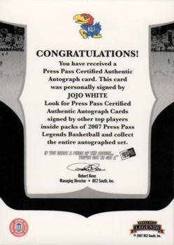 2006-07 Press Pass Legends - Signatures #NNO Jo Jo White Back