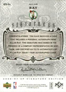 2006-07 SP Signature Edition - Signatures #SPS-RA Allan Ray Back