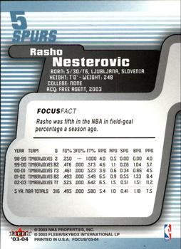 2003-04 Fleer Focus #5 Rasho Nesterovic Back