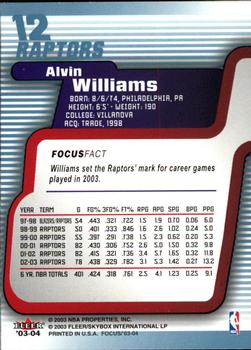 2003-04 Fleer Focus #12 Alvin Williams Back