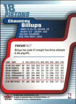 2003-04 Fleer Focus #18 Chauncey Billups Back