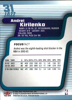 2003-04 Fleer Focus #31 Andrei Kirilenko Back