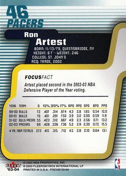 2003-04 Fleer Focus #46 Ron Artest Back