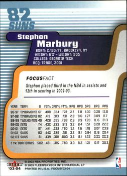 2003-04 Fleer Focus #82 Stephon Marbury Back