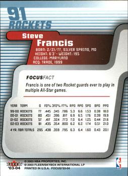 2003-04 Fleer Focus #91 Steve Francis Back