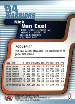 2003-04 Fleer Focus #94 Nick Van Exel Back