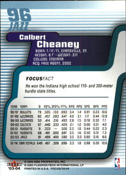 2003-04 Fleer Focus #96 Calbert Cheaney Back