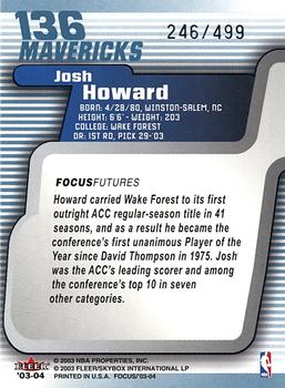 2003-04 Fleer Focus #136 Josh Howard Back