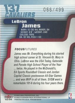 2003-04 Fleer Focus #137 LeBron James Back