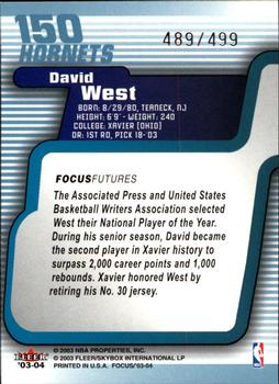 2003-04 Fleer Focus #150 David West Back