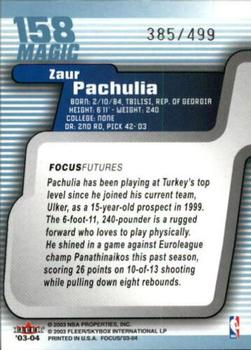 2003-04 Fleer Focus #158 Zaur Pachulia Back
