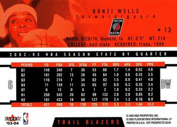2003-04 Hoops Hot Prospects #13 Bonzi Wells Back