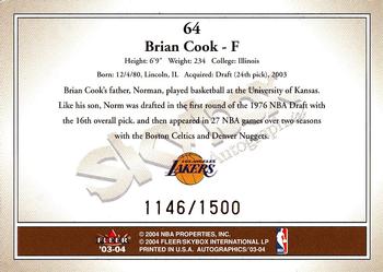 2003-04 SkyBox Autographics #64 Brian Cook Back