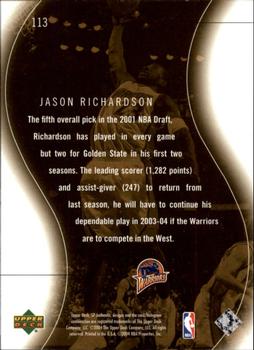 2003-04 SP Authentic #113 Jason Richardson Back