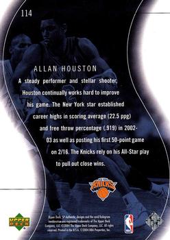 2003-04 SP Authentic #114 Allan Houston Back