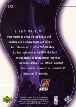 2003-04 SP Authentic #123 Shawn Marion Back