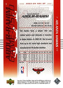 2003-04 SP Game Used #1 Shareef Abdur-Rahim Back