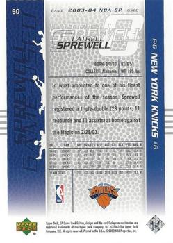 2003-04 SP Game Used #60 Latrell Sprewell Back