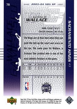 2003-04 SP Game Used #78 Gerald Wallace Back