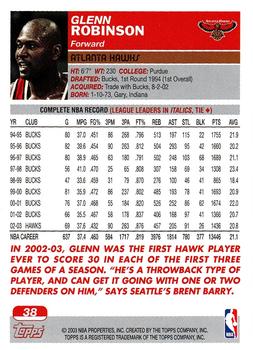 2003-04 Topps #38 Glenn Robinson Back