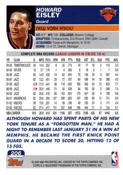 2003-04 Topps #206 Howard Eisley Back