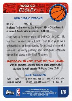 2003-04 Bazooka #178 Howard Eisley Back