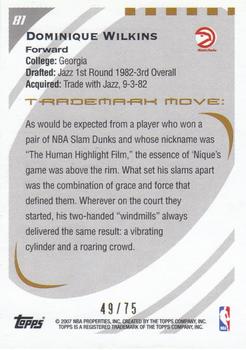 2006-07 Topps Trademark Moves - Wood #81 Dominique Wilkins Back