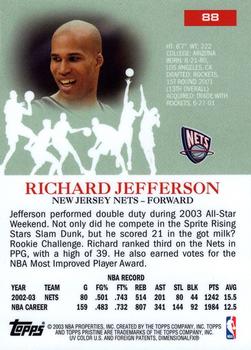 2003-04 Topps Pristine #88 Richard Jefferson Back